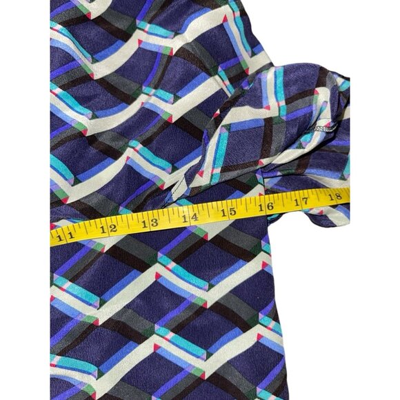 RIELEY Women's Small Geometric Print Mini Dress 100% Silk Polyester Lining READ - Picture 10 of 16